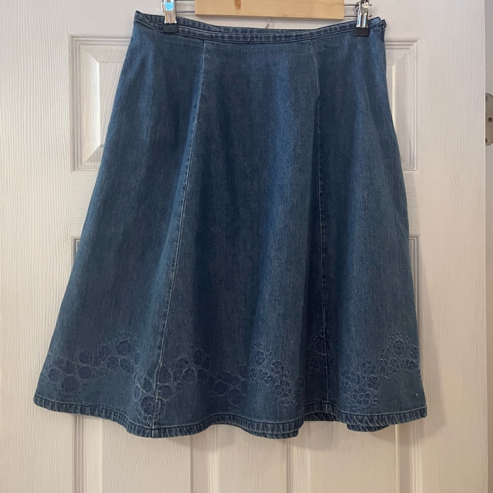A-Line Denim Skirt Prairie Cottage Core Boho